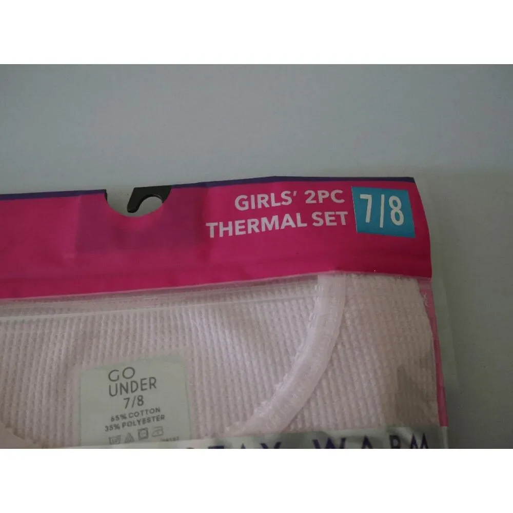 GO UNDER Girls 2PC Thermal Set PINK Base Layer Ultra-Soft Size M 7/8